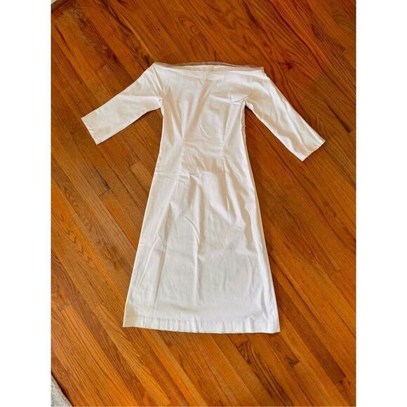 Yumi Eto White Midi Off Shoulder Chic Dress Size 40/8 - Picture 1 of 12